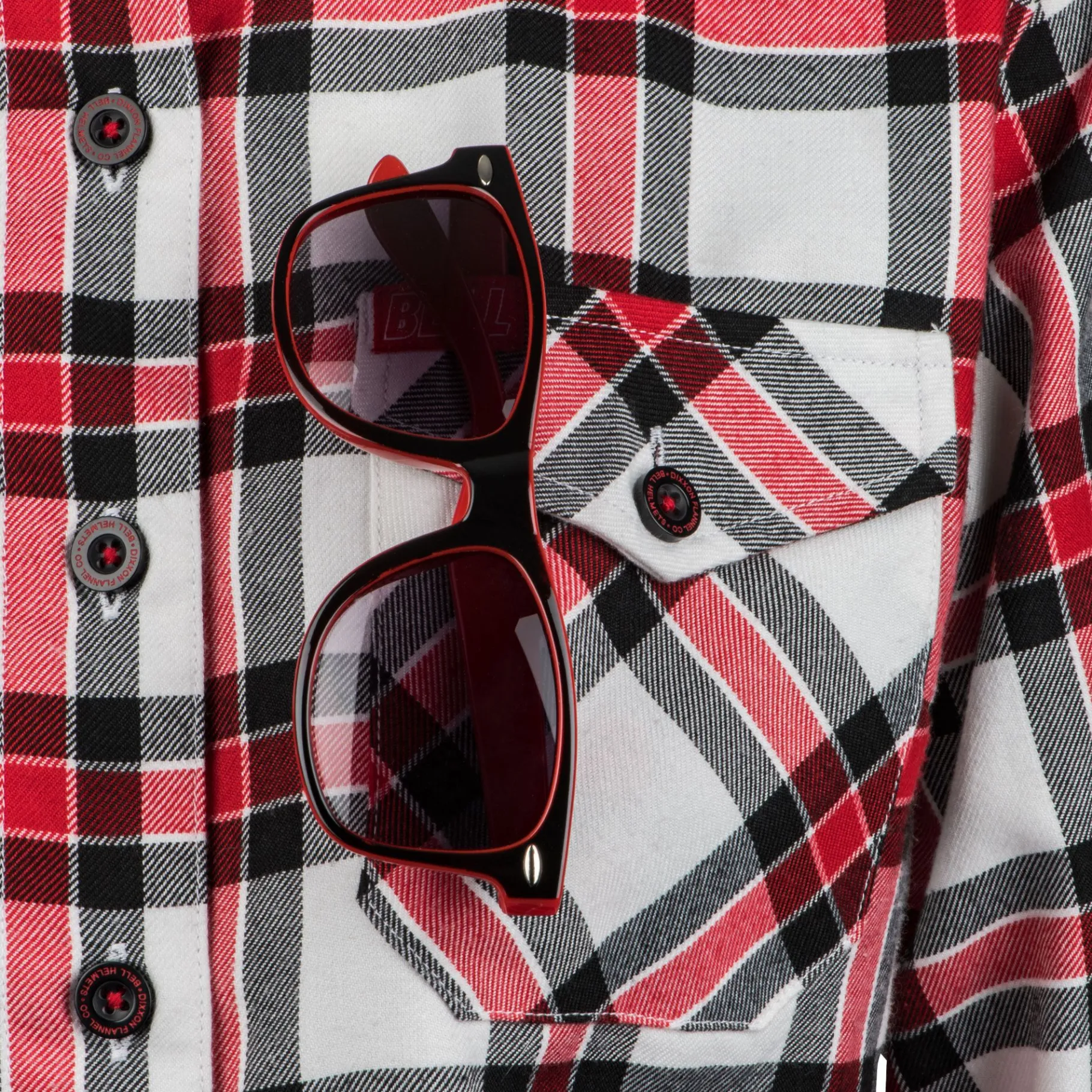 Apparel & More-Bell Helmets Women's Bell + Dixxon Long Sleeve Flannel Shirt White/Red/Black